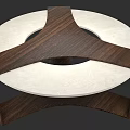 Modern Round Coffee Table With Wooden Frame And Lighted Marble Top 3d model