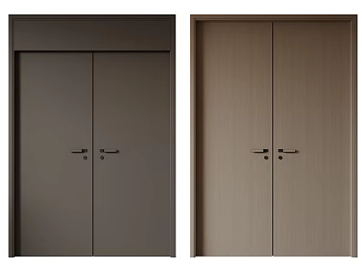 Modern Double Doors in Dark Brown and Light Wood Finishes with Sleek Design 3d model
