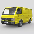 Vibrant Yellow Mercedes Commercial Van 3D Render With Front Design And Wheels