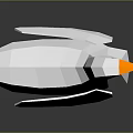 Low Poly Goose Sculpture with White Body Orange Beak and Feet Artistic Decorative Piece
