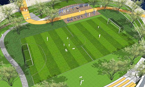 Modern Football Stadium Sports Park Landscape Football Stadium Sports Field Activity Area 3d model