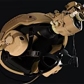 Tactical Military Helmet Featuring Night Vision Goggles Mounted Camera And Tactical Gear
