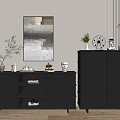 Modern Black Cabinet Whole Cabinet Sideboard Cabinet Balcony Cabinet Storage Cabinet Entrance Cabinet 3d model