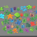 Colorful Plants Flowers and Leaves with Various Colors and Diverse Shapes 3D Model Collection
