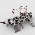 Fun Pirate Ship Themed Playground Structure With Slides Flags And Platforms 3d model
