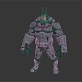 3D Rendered Batman Character In Silver Armor With Muscular Physique On Gray Background