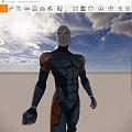 Game Movie Character With Silver Helmet Red Eye Dark Combat Suit And Brown Shoulder Armor