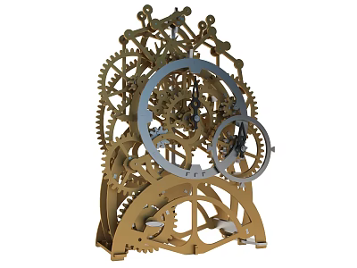 Intricate Mechanical Clock Internal Structure With Metal Gears And Components 3d model