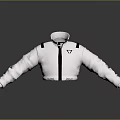 Modern White Jacket With Black Straps Zipper Closure And Chest Logo Design