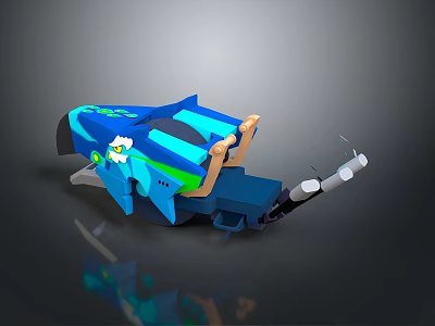 3D Cosmic Spacecraft Model With Blue Black Design And Mechanical Arm Structure 3d model