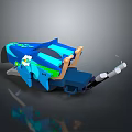 3D Cosmic Spacecraft Model With Blue Black Design And Mechanical Arm Structure