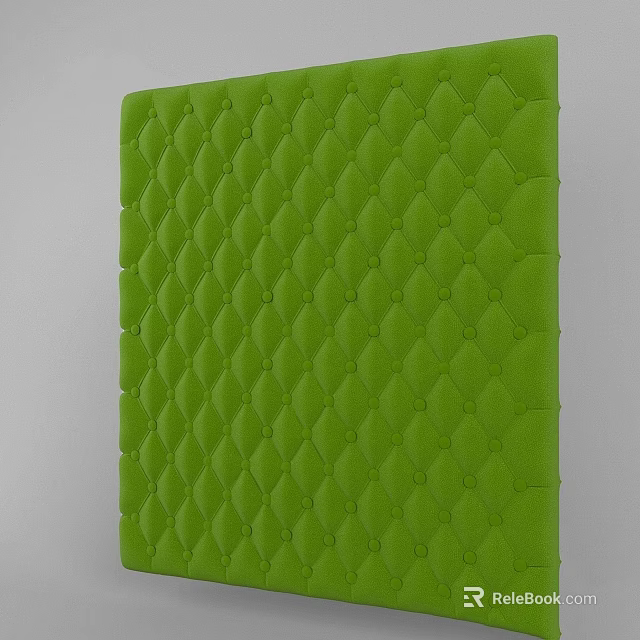 Green Upholstered Panel with Diamond Pattern and Button Tufting Design 3d model 