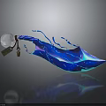 Fantasy Glowing Sword With Blue Luminous Blade And Transparent Orb