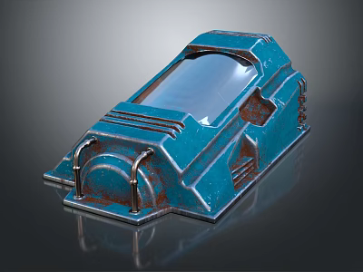 Blue Metallic Decorative Ornament Set With Vintage Industrial Design And Glossy Surface Detail 3d model