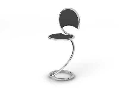 Modern Stylish Leisure Chair With Curved Silver Metal Frame And Black Seat Backrest 3d model