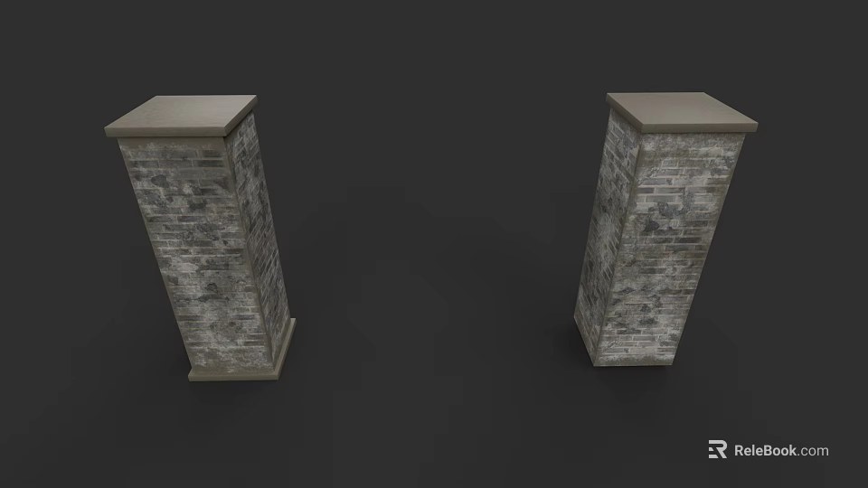 Garden Landscape With Symmetrical Stone Pillars And Textured Brick Design 3d model 