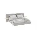 Modern Double Bed With Soft Bedding Pillows And Side Nightstands 3d model
