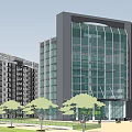 Modern High rise Residential Complex With Central Garden And Circular Plaza Layout