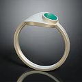 Elegant Minimalist Silver Fashion Ring With Green Gemstone For Women Accessories