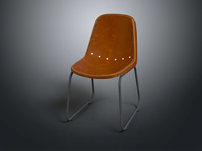 Brown Leather Accent Chair With Metal Legs And Minimalist Rivet Design Details 3d model