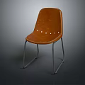 Brown Leather Accent Chair With Metal Legs And Minimalist Rivet Design Details