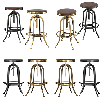 Industrial LOFT Bar Stool Bar Chair High Stool 3d model