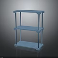 Blue Three Tiered Plastic Storage Rack With Durable Design For Home Organization 3d model