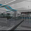 Modern Subway Station Interior With Spacious Tile Floor White Pillars And Automatic Gates 3d model
