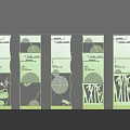 Multiple Green Garden Ornaments Featuring Bamboo And Lotus Leaves Plant Patterns With Text Areas