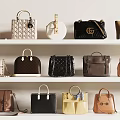 Fashionable Designer Bags Collection Showcasing Various Styles And Leather Designs On Shelves
