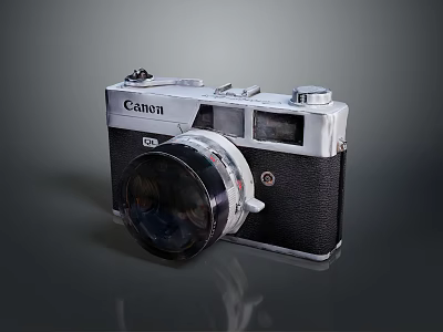 Canon Vintage Film Camera With Classic Black Silver Body And Detachable Lens 3d model