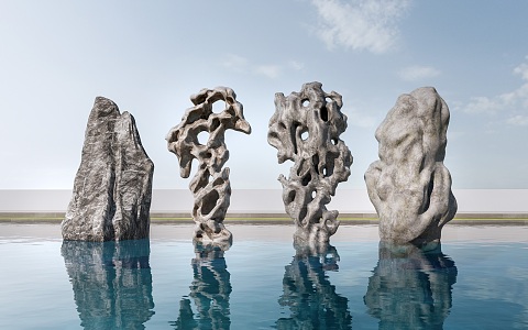 Modern Landscape Stone Art Stone Sketch Courtyard Stone 3d model