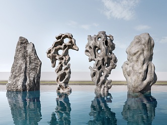 Modern Landscape Stone Art Stone Sketch Courtyard Stone 3d model