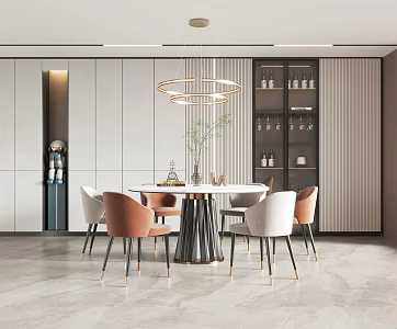 Light Luxury Dining Table and Chair Combination Dining Table and Chair 3d model