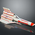 White And Red Streamlined Aircraft Model With Cockpit Window And Striped Details