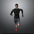 Athletic Man Running in Black Sportswear with Red Sneakers and Blue Sunglasses 3d model