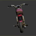 Vintage Pink Motorcycle with Brown Leather Seat Classic Metallic Wheels on Gray Background