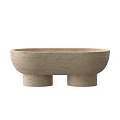Decorative Stone Plate With Beige Textured Design And Two Cylindrical Support Bases