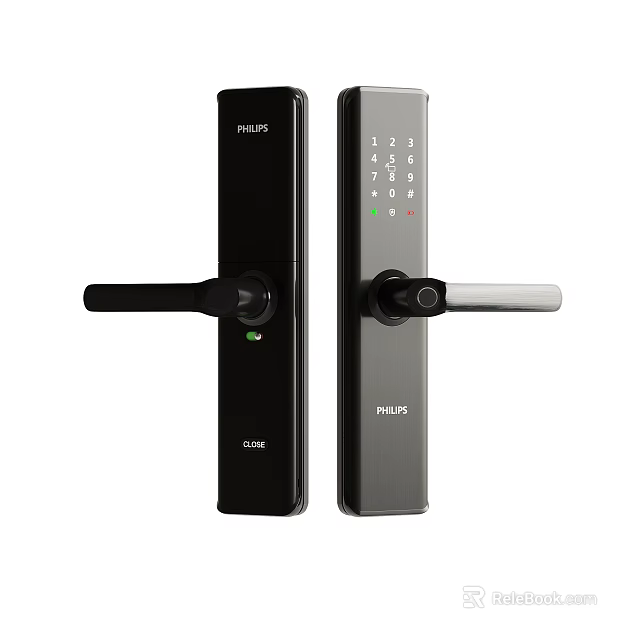 Philips Smart Door Lock With Digital Keypad And Handle Black Silver Design 3d model 