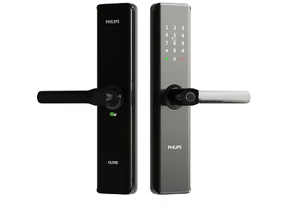 Philips Smart Door Lock With Digital Keypad And Handle Black Silver Design 3d model