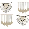 Bohemian Style Handwoven Macramé Wall Decor With Feather Tassels And Hanging Design
