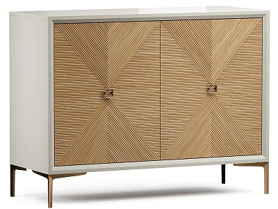Modern Console Cabinet With Geometric Wooden Door And Metal Legs For Entryway Decor 3d model