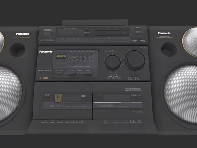 Panasonic Classic Boombox With Stereo Speakers CD Player And Cassette Deck Black Finish 3d model