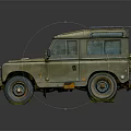 Vintage Military Off Road Vehicle With Green Paint Roof Rack And Front Grille