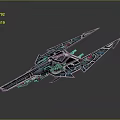 Sci Fi Spaceship Model With Elaborate Blue Red Accents And Mechanical Wings