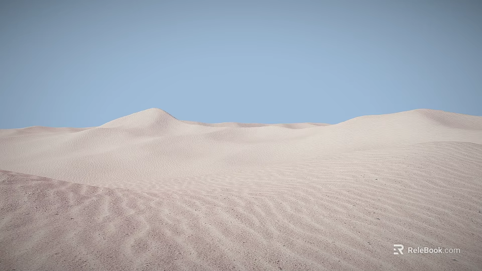 Vast Desert Landscape With Rolling Sand Dunes Under Clear Blue Sky 3d model 