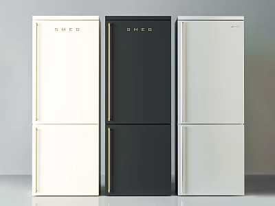 Stylish SMEG Refrigerators In White Black And Cream Colors For Modern Kitchen Spaces 3d model
