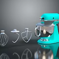 Blue Stand Mixer Kitchen Appliance with Stainless Steel Bowl and Attachments