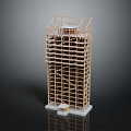 Urban High Rise Building Model With Construction Scaffold And Structural Details 3d model
