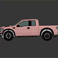 Pink Pickup Truck With Blue Windows Black Roof And Reflective Surface
